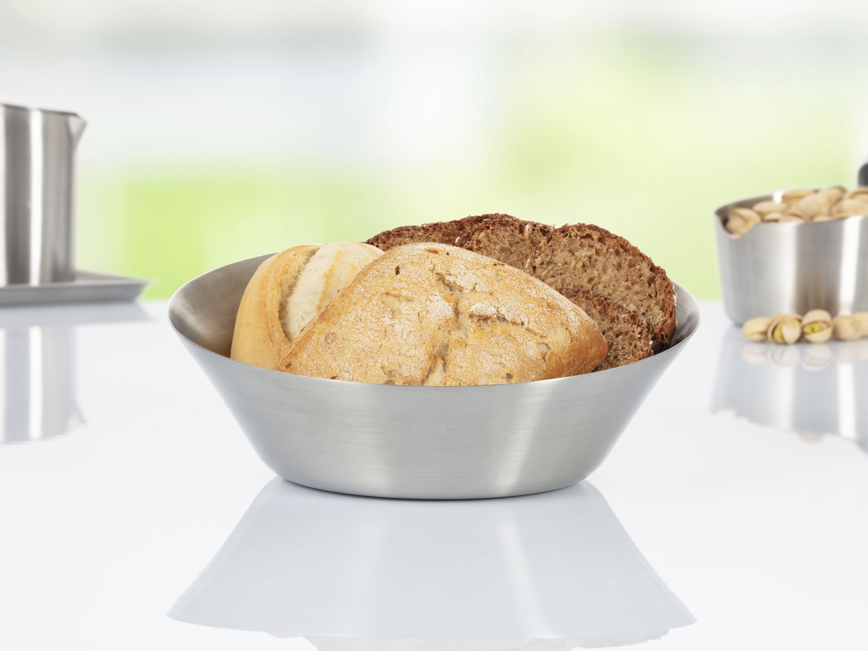 Brot und Servierkorb VISTA, Durchmesser: 20 cm / 12 cm, Höhe: 7,6 cm, mit gebürsteter Oberfläche