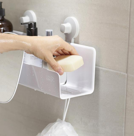 Joseph Joseph EasyStore Große Duschablage mit verstellbarem Spiegel – Weiß