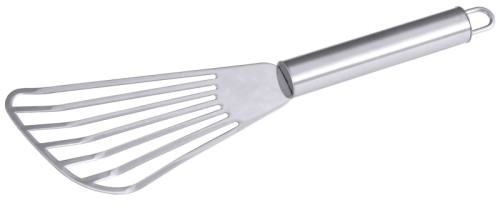 Pfannenwender Serie POLARIS, mit seidenmatt poliertem Griff aus Edelstahl 18/10, Spatel aus Edelstahl 18/0, hochglänzend, vorderer