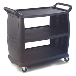 Abräum und Transportwagen Black Beauty, mit 3 Borden, Farbe: Schwarz, Maße: L 106,68cm x B 58,42 cm x H 95,25cm