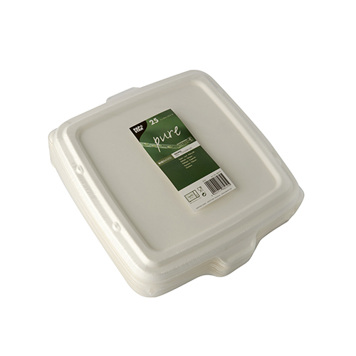 25 Deckel, Zuckerrohr "pure" 2 cm x 23,6 cm x 23,6 cm weiss von PAPSTAR