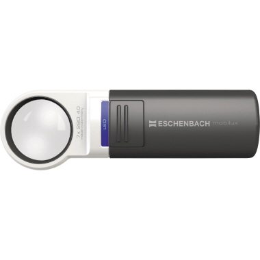 Eschenbach Lupe Mobilux 10-fach AA/Mignon anthrazit/weiß, Durchmesser: 35 mm, Ausführung des Leuchtmittels: LED, Art