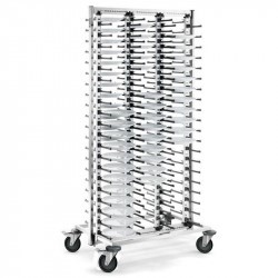 BLANCO Teller-Stapelsystem, fahrbar, für max. 120 Teller, 4 stahlverzinkte Lenkrollen Ø 125 mm, davon 2 mit Feststeller, aus hochwertigem,