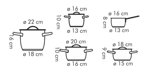 Topfset AMILA, 9-teilig rostfreier Edelstahl, Glas Spülmaschinenfest