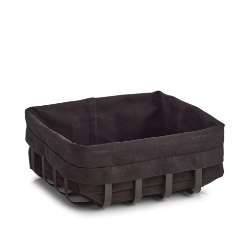 Brotkorb m. Beutel, Metall/Baumwolle, schwarz. Länge: 220 mm. Breite: 220 mm. Höhe: 90 mm