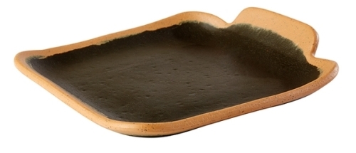 Teller -CROCKER- 14 x 13 cm, H: 2,5 cm Melamin, braun mit hellbraunem Rand spülmaschinengeeignet stapelbar nicht