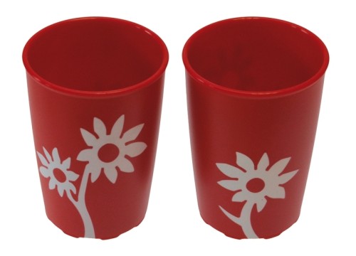 Ornamin Becher mit Antirutsch-Blume 820 rot/weiss 220ml