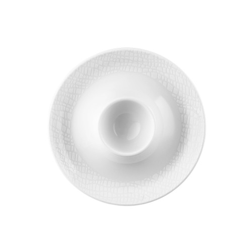Seltmann Eierbecher mit Ablage, rund, Form: Life, Dekor: 25676 Fashion luxury white, hohe Kantenschlagfestigkeit, Made in Germany