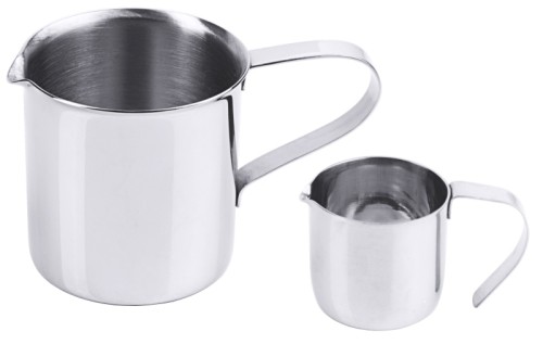 Sahnegießer aus Edelstahl 18/10, hochglänzend, schwere Qualität, ab 0,03 l mit geschlossenem Griff Volumen: 0,02 l, Durchmesser: