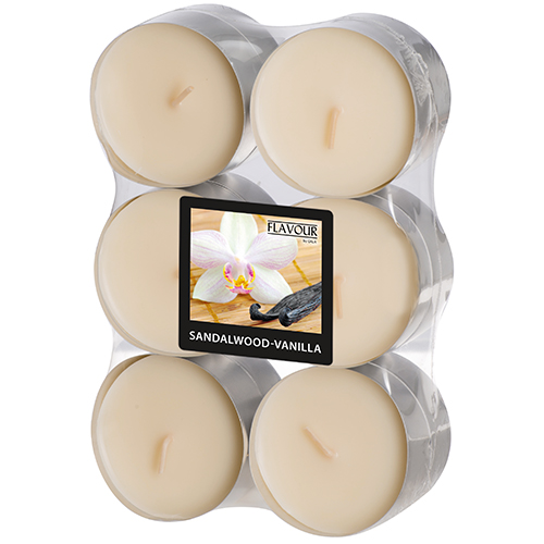 12 "Flavour by GALA" Maxi Duftlichte Ø 58 mm · 24 mm elfenbein - Sandalwood-Vanilla von Flavour by GALA