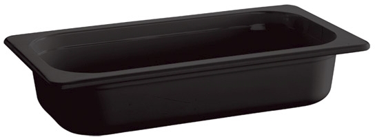 GN 1/4 Behälter -ECO LINE- 26,5 x 16,2 cm, Tiefe: 65 mm Melamin, schwarz, 1,35 Liter spülmaschinengeeignet stapelbar nicht
