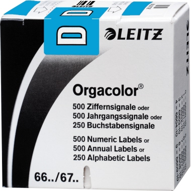 Leitz Buchstabensignal Orgacolor® Orgacolor Registratursysteme D selbstklebend Kunstdruckpapier blau