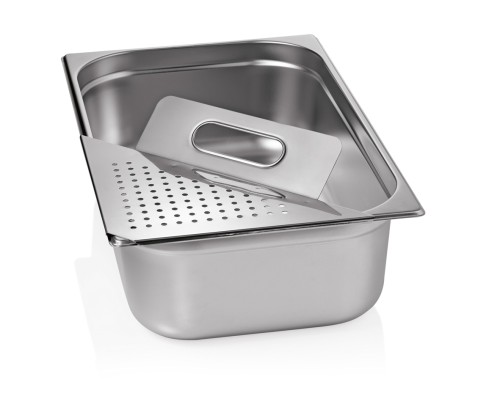 Abgießhilfe für Gastronormbehälter. Chromnickelstahl. Lieferung erfolgt ohne GN Behälter.
