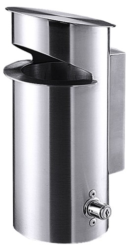 Wandascher aus Edelstahl, zur Wandmontage, abschließbarer entnehmbarer Aschenbehälter aus Aluminium Höhe: 28 cm,