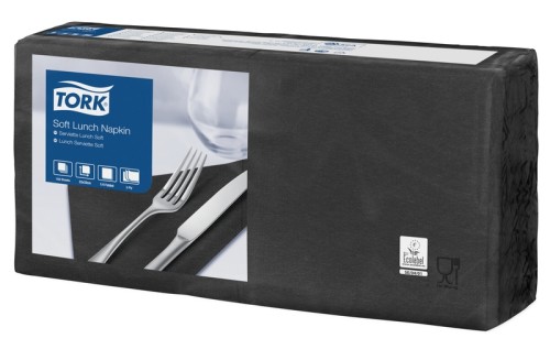 Tork Soft Lunchserviette Schwarz Advanced Schwarz 10 x 150 Servietten = 1.500 Servietten
