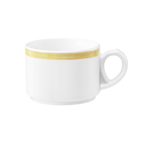 Seltmann Obere zur Kaffeetasse 0,18 l, rund, Form: Community, Dekor: 57392 Pinselband ocker, hohe Kantenschlagfestigkeit, Made in Germany