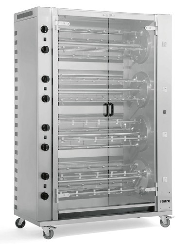 SARO Hähnchengrill Gas Modell 16MR Made in Europe - Einzelne Drehteller mit Spießen, die sich um sich selbst drehen - Optional mit