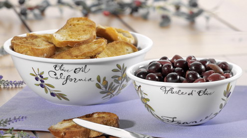 2er Set Salat-/Servierschüssel VENETO, Porzellan aus weißem Porzellan, farbig bedruckt im Geschenkkarton