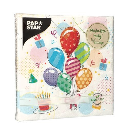 20 Servietten, 3-lagig 1/4-Falz 33 cm x 33 cm "Fete" von PAPSTAR