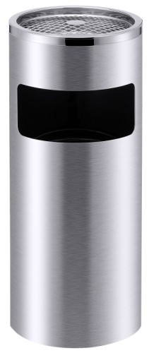 Standascher/ Papierkorb aus Edelstahl 18/0, hochglänzend, mit Netzascher-Einsatz (nicht-rostfrei), schwere Qualität Durchmesser: