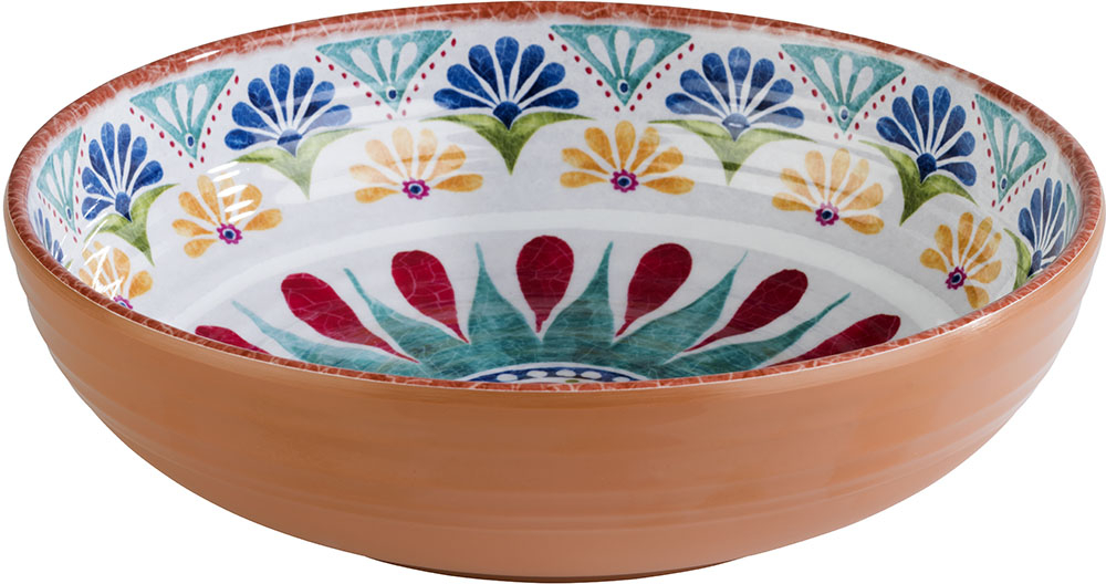 Schale -ARABESQUE- Ø 20,5 cm, H: 5,5 cm Melamin, 1,1 Liter innen: Terrakottaoptik außen: Dekor spülmaschinengeeignet