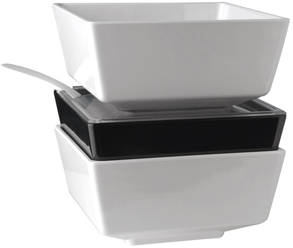 Schale -FLOAT- 19 x 19 cm, H: 9,5 cm Melamin, weiß, 1,9 L spülmaschinengeeignet stapelbar nicht mikrowellengeeignet keine