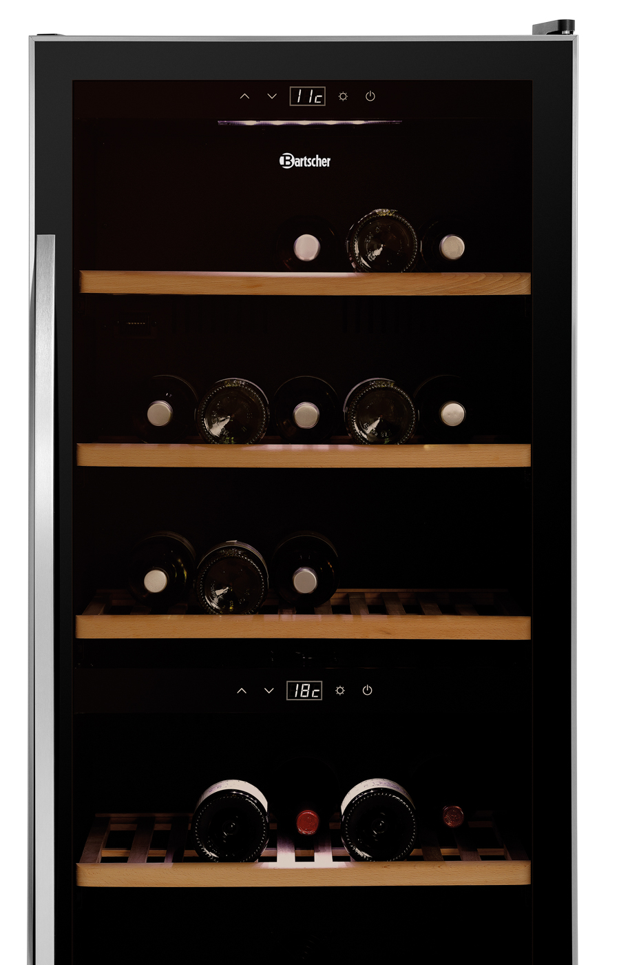 Bartscher Weinkühlschrank 2Z 126FL | Tür-Art:Flügeltür, Glas | Maße: 59,5 x 62,5 x 159,0 cm.Gewicht: 76 kg