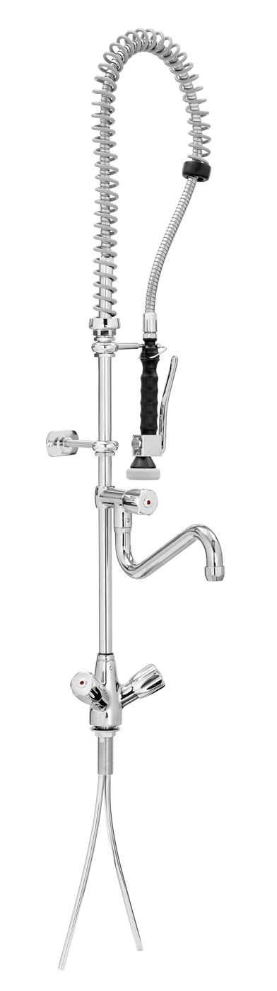 Bartscher Zweigriffmischer 26L-1801B | Durchflussbei 3 bar: Auslaufmenge: 16 L / Min.,Strahlregler: 26 L / Min | 51,5 x 41,5 x 1430