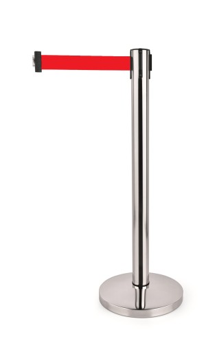 Abgrenzungspfosten PERSONENLEITSYSTEM SERIE LIGHTFLEX. Edelstahl, › Gurtanschlüsse mit 4