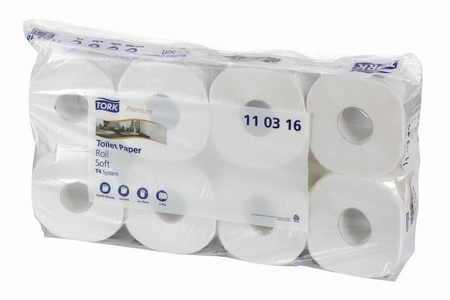 Tork Toilettenpapier PREMIUM 3-lagig mit Honigwabenprägung, hochweiß Inhalt: 8 Rollen à 250 Blatt, extra weich