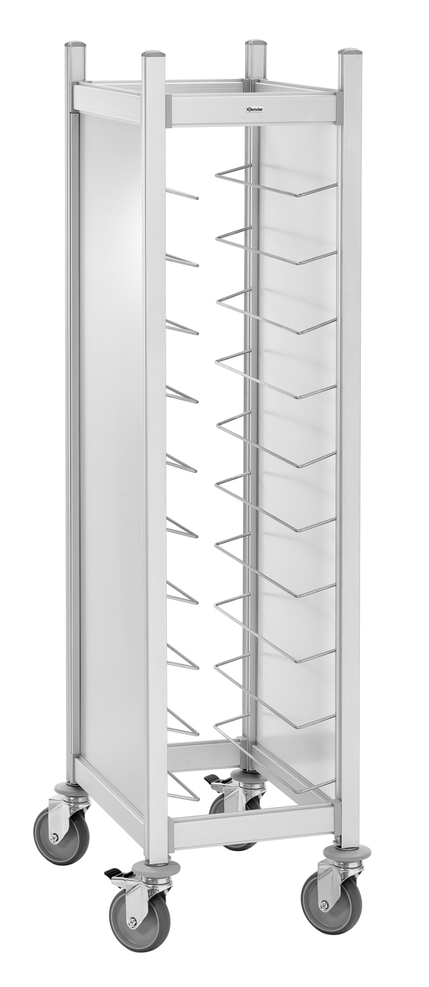 Bartscher Tablettwagen AT1000-GN | AnzahlEinschübe: 10 | Maße: 46 x 69 x 167,5 cm. Gewicht:21,6 kg