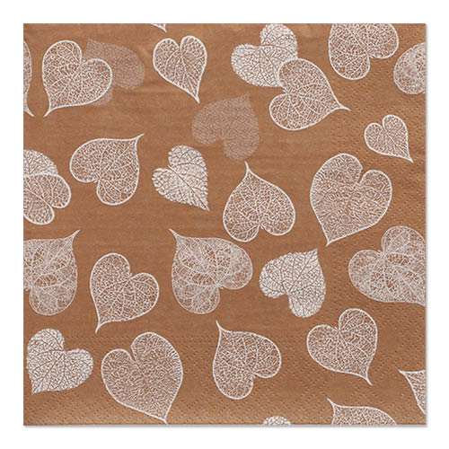 PAPSTAR 30 Servietten, 3-lagig 1/4-Falz 33 cm x 33 cm "Heart Leaves"