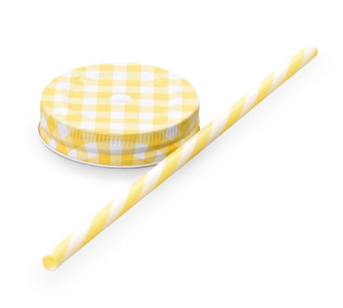 Deckel mit Trinkhalm. Weißblech. Deckel bitte separat bestellen.