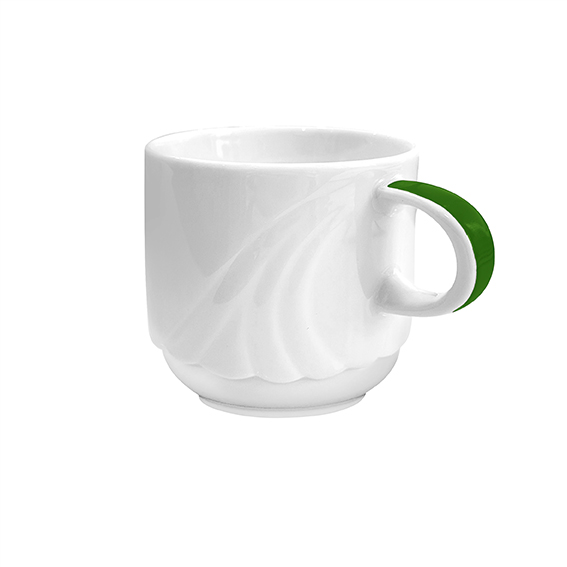 Obertasse hoch 0,20 l - Form: Ambiente Plus -, Dekor 79572 Dunkelgrün - aus Porzellan., Hersteller: Eschenbach. "Made in Germany".