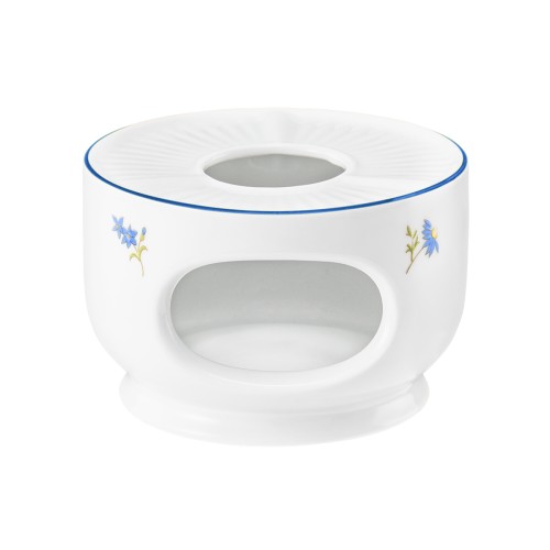 Seltmann Stövchen 1069 klein, rund, Form: Community, Dekor: 57390 Streublume blaue Linie, hohe Kantenschlagfestigkeit, Made in Germany