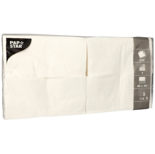 250 Servietten, 2-lagig 1/8-Falz 40 cm x 40 cm weiss von PAPSTAR