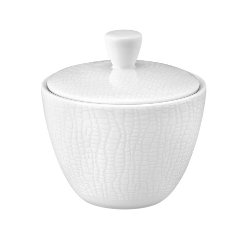 Seltmann Zuckerdose 0,26 l, rund, Form: Life, Dekor: 25676 Fashion luxury white, hohe Kantenschlagfestigkeit, Made in Germany