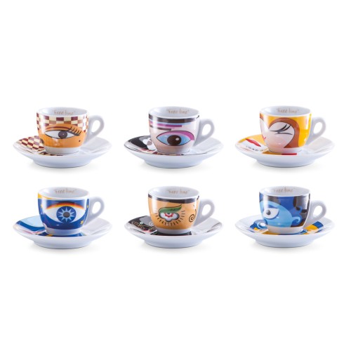 Zeller Espresso-Set, 12-tlg. Magic Eyes, Porzellan