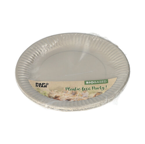 12 Teller, Pappe rund Ø 18 cm farbig sortiert - grau/schwarz von PAPSTAR