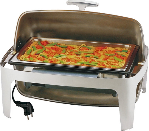 Rolltop-Chafing Dish -ELITE- 67 x 47 cm, H: 45 cm, 11 Liter Edelstahl / PP GN 1/1 Speisebeh. 100 mm tief Deckel 90° u. 180°