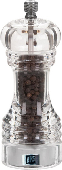 Pfeffermühle -PROFESSIONAL- Ø 5,5 cm, H: 15 cm Acryl Mahlwerk aus Carbonstahl Mahlgrad stufenlos einstellbar Schaft aus