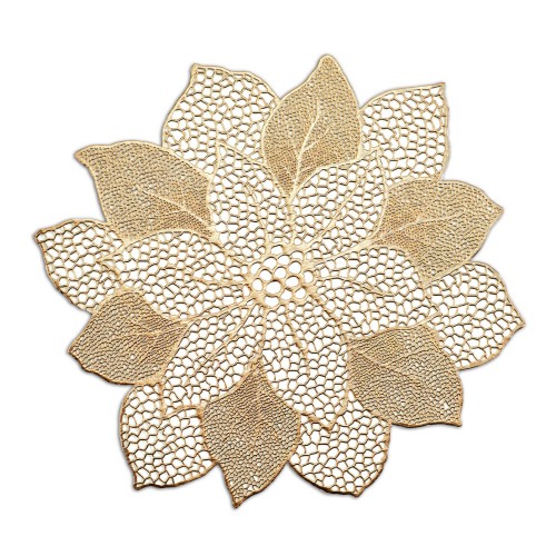 Platzset, PVC, 49x47 cm. Farbe: gold. Gold oder Silber? Bei unserem Platzsets "Flower" fällt die Wahl nicht leicht. Mit diesen Accessoires bringen