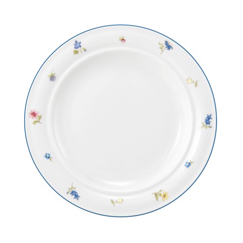Seltmann Teller flach 20 cm Fahne, rund, Form: Community, Dekor: 57390 Streublume blaue Linie, hohe Kantenschlagfestigkeit, Made in Germany