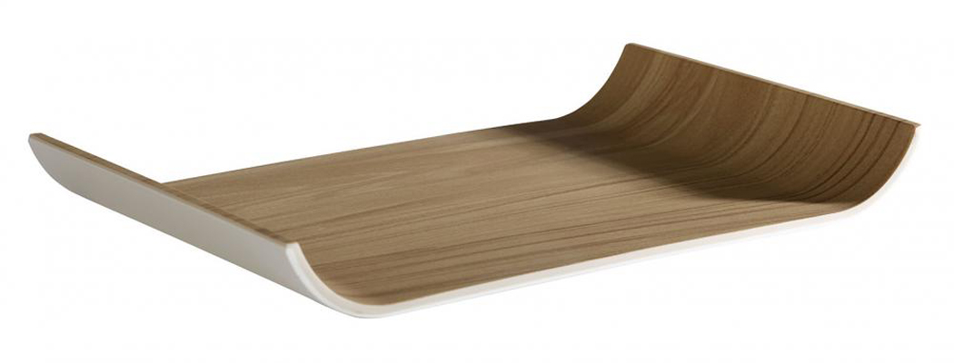 APS Tablett CATE, Maße: 265 x 162 x 30 mm, Farbe: weiß mit Holzoptik, aus robustem Melamin-Kunststoff