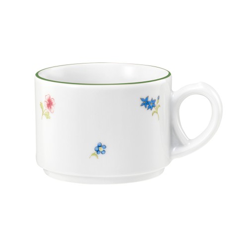 Seltmann Obere zur Kaffeetasse 0,18 l, rund, Form: Community, Dekor: 57389 Streublume grüne Linie, hohe Kantenschlagfestigkeit, Made in