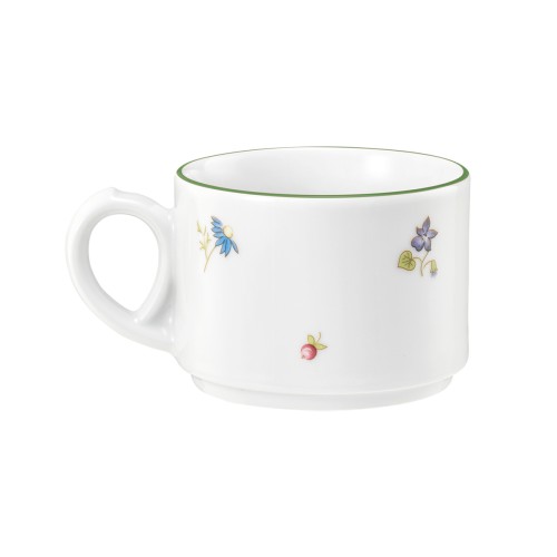 Seltmann Obere zur Kaffeetasse 0,18 l, rund, Form: Community, Dekor: 57389 Streublume grüne Linie, hohe Kantenschlagfestigkeit, Made in