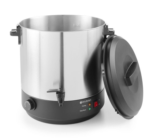 Heissgetränkespender, 28 Liter. Kessel aus Edelstahl. Wärmeisolierte Griffe aus Polypropylen