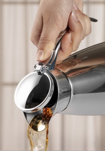 Isolierkanne Emsa ELEGANZA, Inhalt: 1,3 Liter, Höhe: 275 mm, aus Edelstahl, mit Einhandbedienung, Griff, Deckel und Ausgießer aus Metall verchromt.