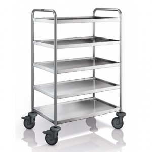 BLANCO Servierwagen aus rostfreiem Edelstahl mit stahlverzinkten Rollen, 4 Rollen Ø 125 mm, davon 2 Bockrollen und 2 Lenkrollen mit Feststeller,