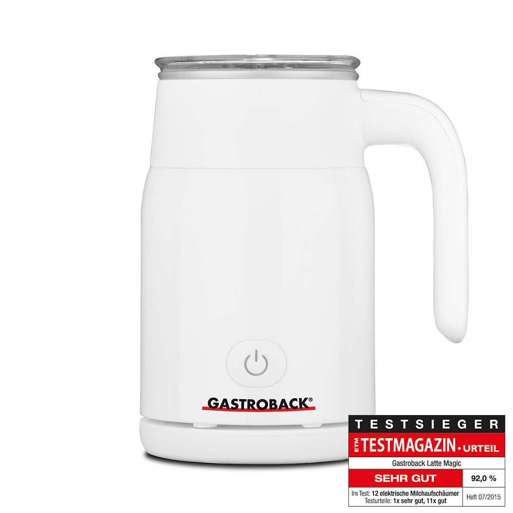Gastroback Latte Magic weiß Milchaufschäumer Warmer oder kalter Milchschaum in Sekundenschnelle Besonders standfester Milchschaum